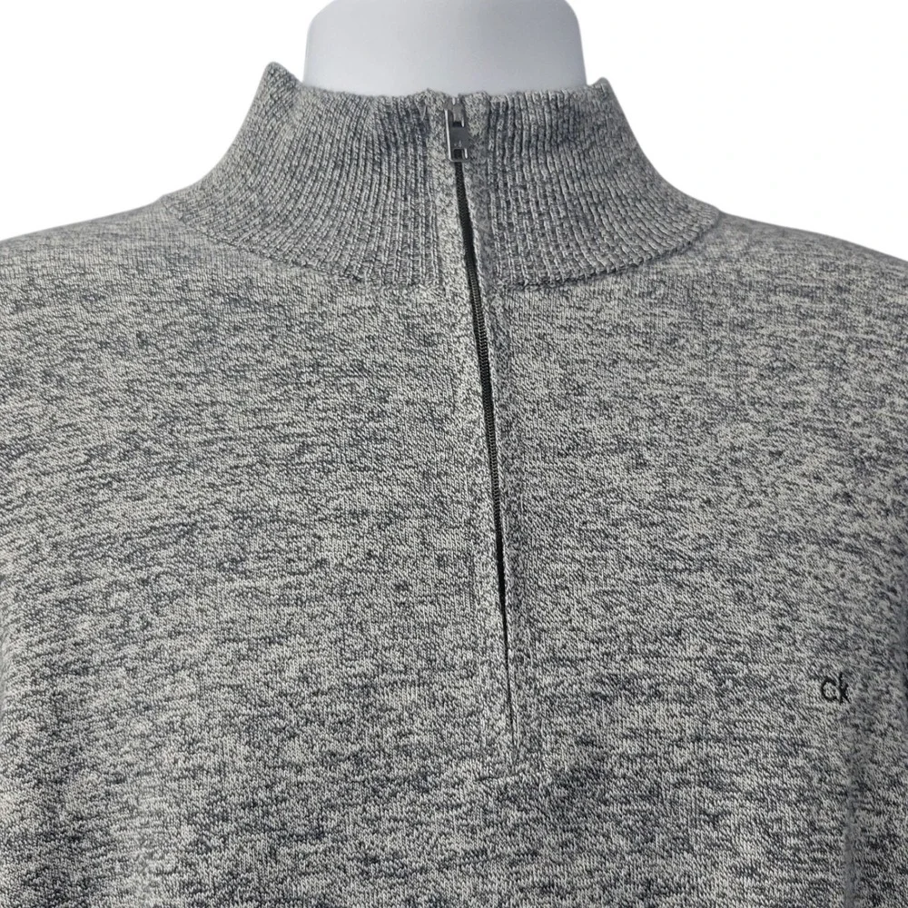 Calvin Klein Men's 1/4‎ Zip Pullover NWT  Grey Cotton Blend Sweater Sz Lg  A370